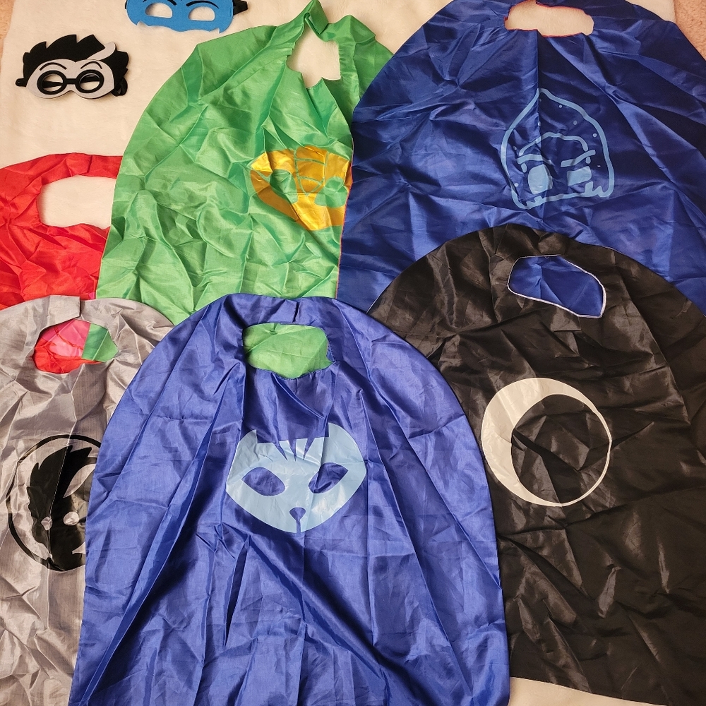 PJ Masks Kids Costume Capes with Eye Masks Owlette, Catboy, Luna etc